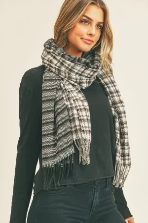 HOUNDSTOOTH CHEVRON TWO PATTERNS SCARF