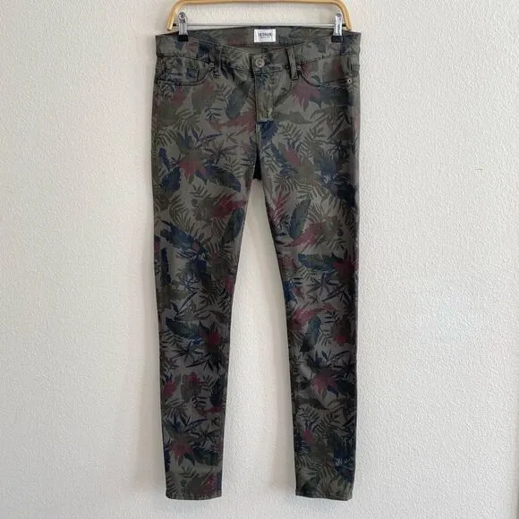 Hudson Jeans Krista Printed Super Skinny Bramble Green Jeans Pants Size 29