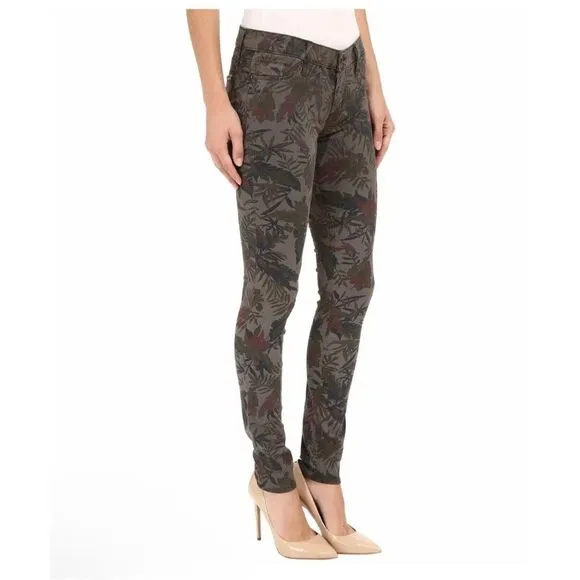 Hudson Jeans Krista Printed Super Skinny Bramble Green Jeans Pants Size 29