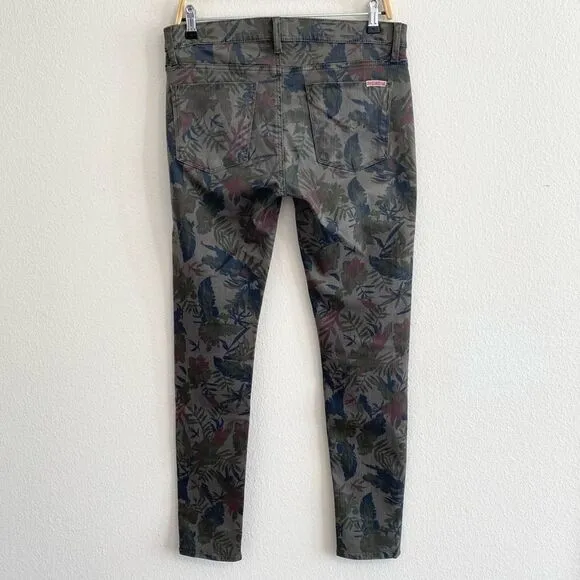 Hudson Jeans Krista Printed Super Skinny Bramble Green Jeans Pants Size 29