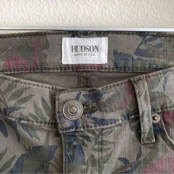 Hudson Jeans Krista Printed Super Skinny Bramble Green Jeans Pants Size 29