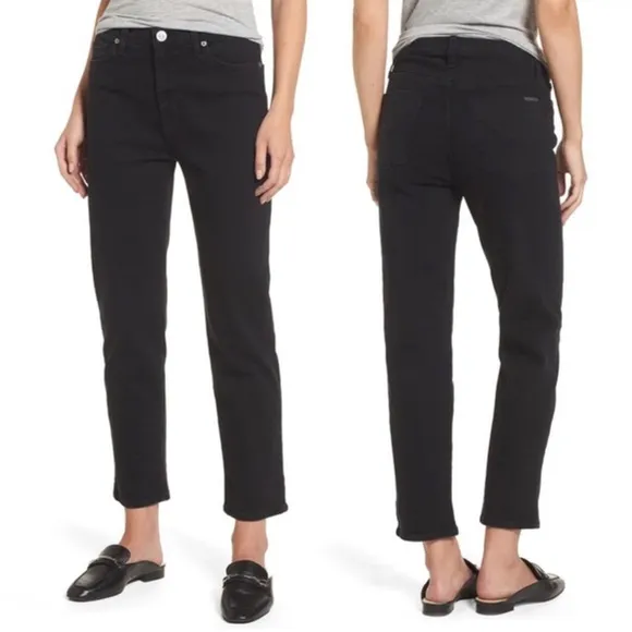 Hudson • Zoeey High Rise Ankle Straight jeans black denim cropped slim cigarette