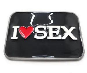 I HEART SEX Belt Buckle Funny