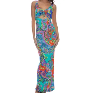 IN THE GROOVE - Drawstring Peek A Boo Maxi Dress