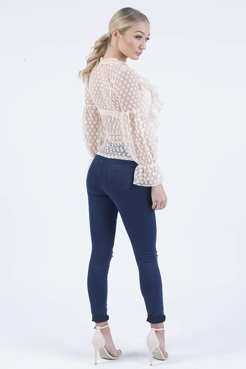 Indigo High Waisted Ripped Knee Skinny Jeans - Amara