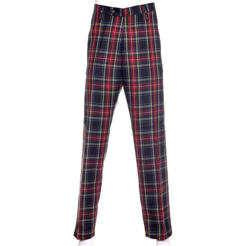 Instock Polyviscose Tartan Trousers - Black Stewart