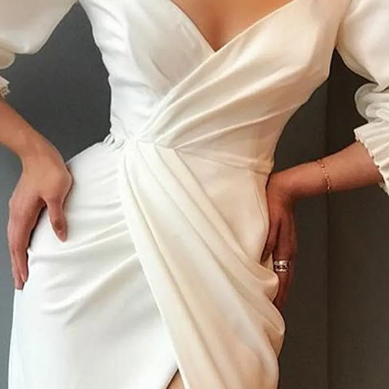 Irregular Summer Puff Sleeve Dress Sexy Evening Dress