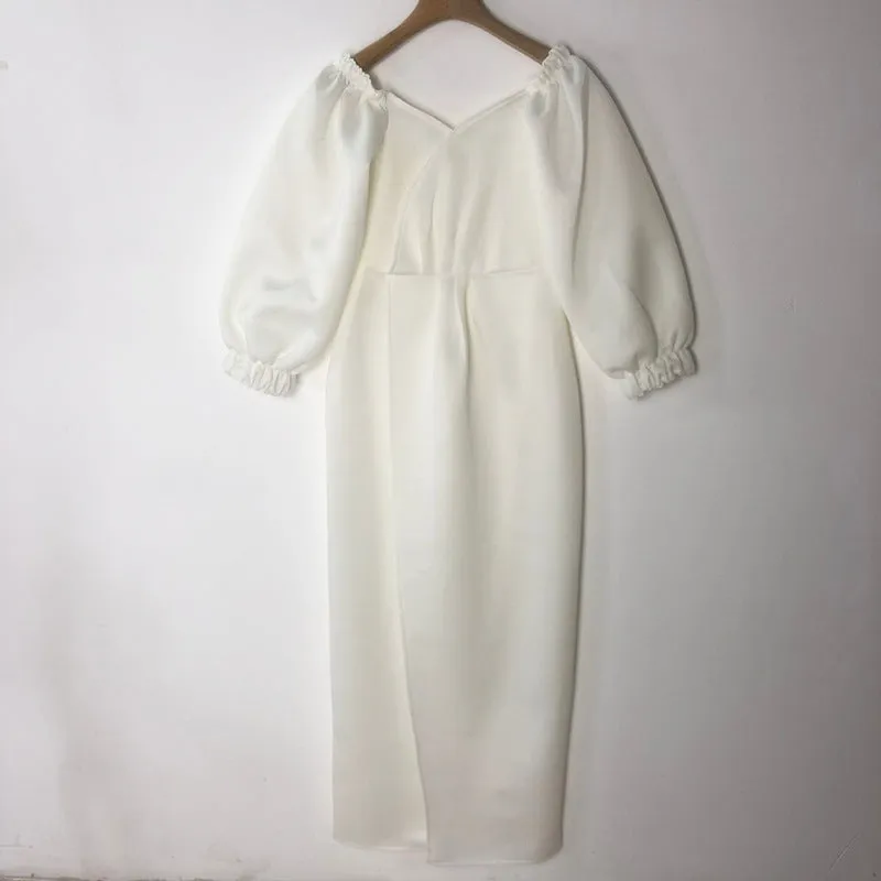 Irregular Summer Puff Sleeve Dress Sexy Evening Dress