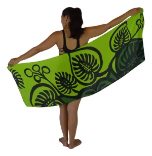 Island Style - Bold Monstera Sarong - Half - Dk Green / Green