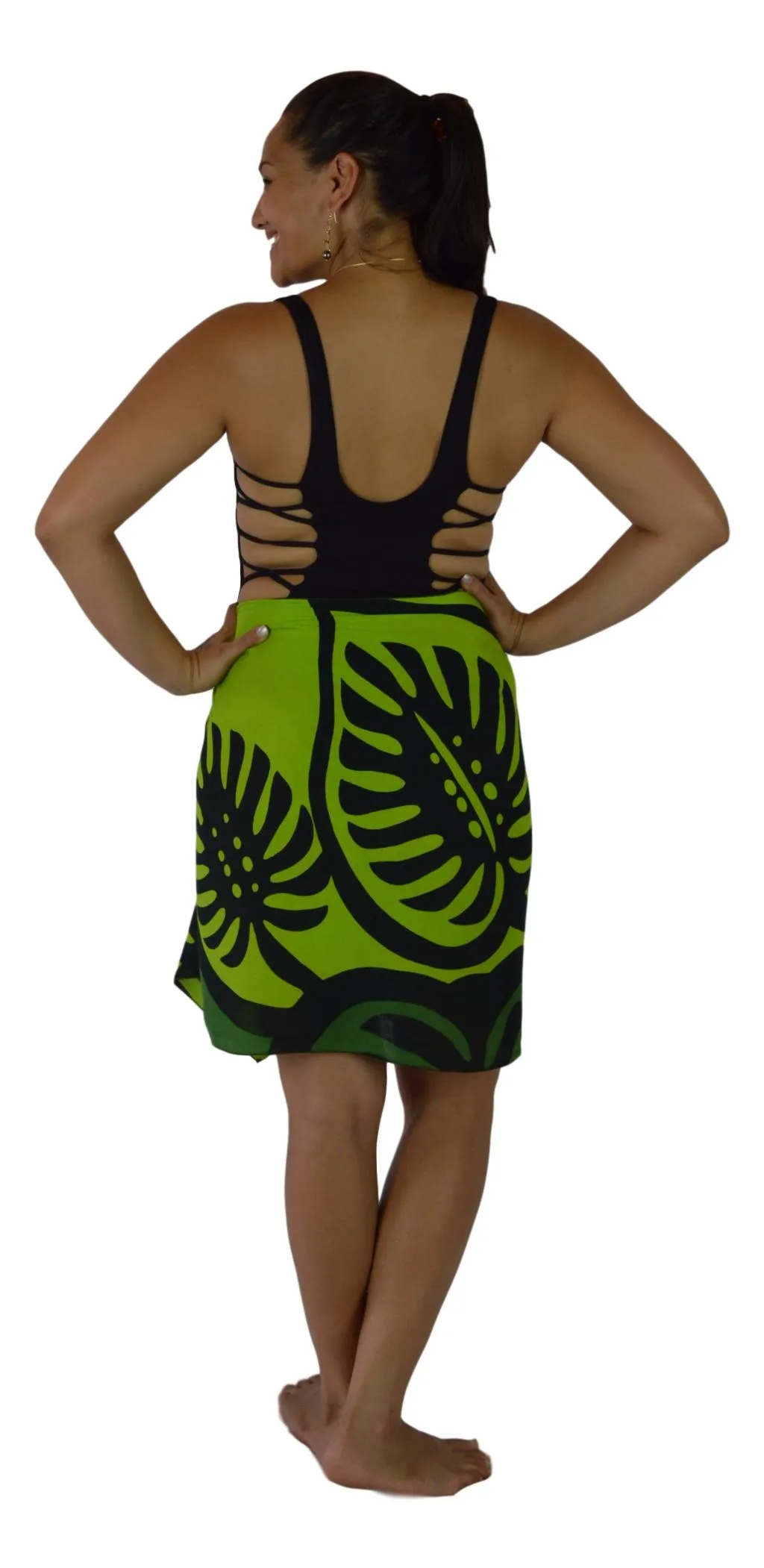 Island Style - Bold Monstera Sarong - Half - Dk Green / Green