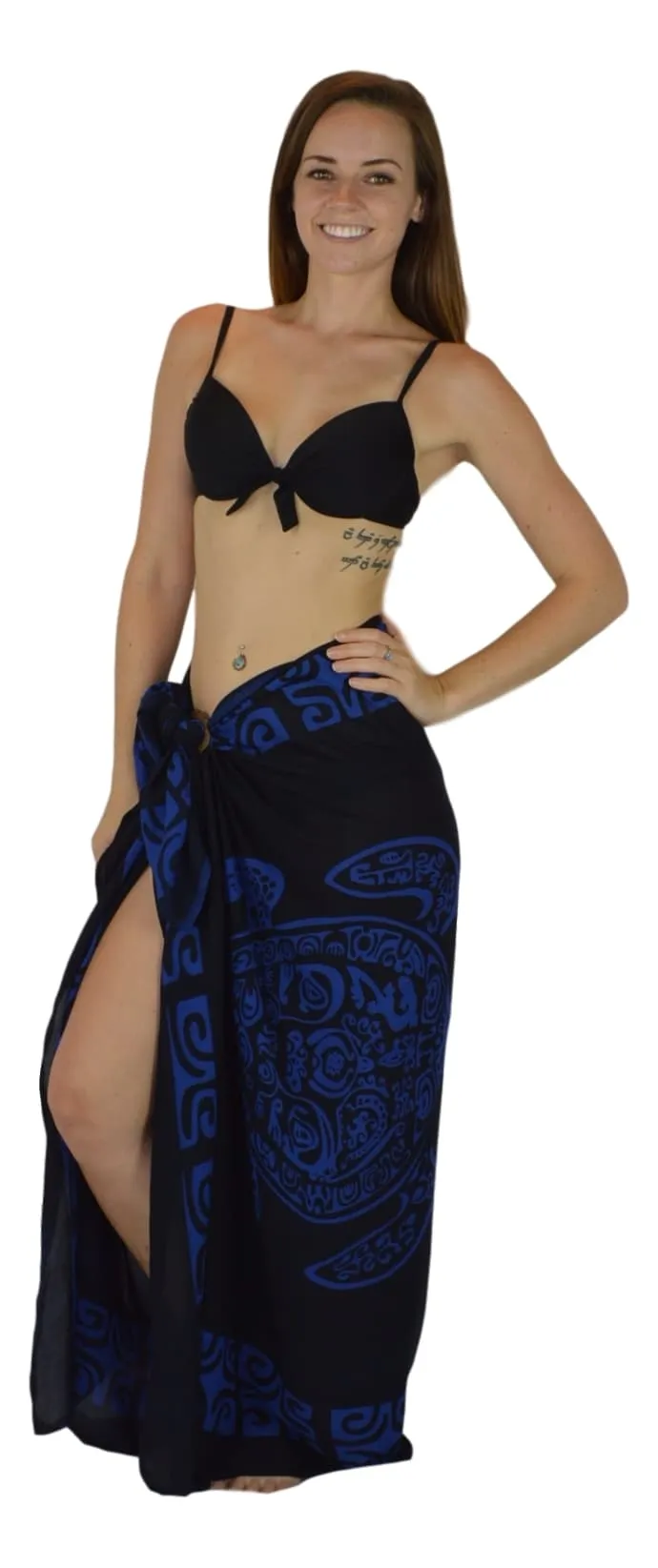 Island Style - Tahitian Turtle Sarong - Full - Black / Blue
