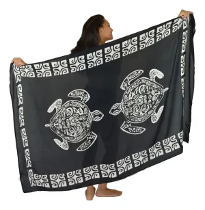 Island Style - Tahitian Turtle Sarong - Full - Black / White