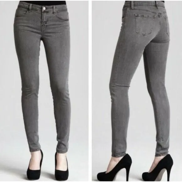 J Brand Low Rise Pencil Leg Skinny Denim Jeans Ghost Gray