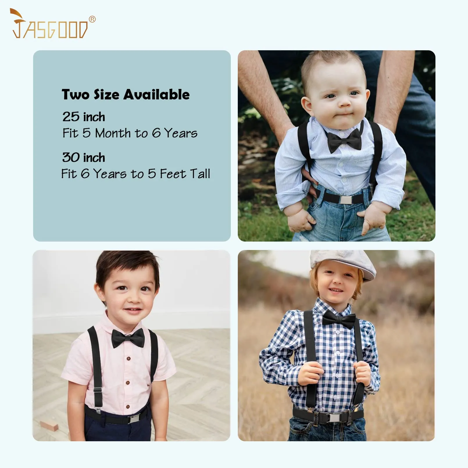 JASGOOD Child Kids Suspenders Bowtie Set Adjustable Suspender Set for Boys and Girls with Elastic Stretch Waist Belt Set