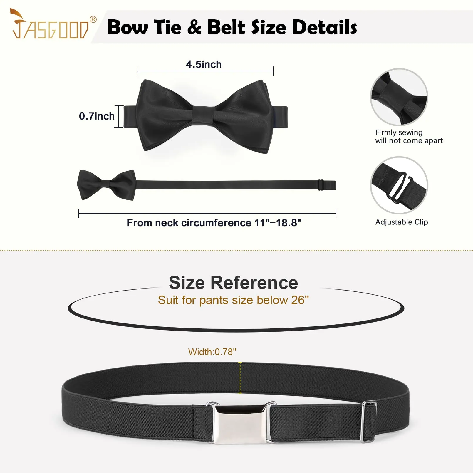 JASGOOD Child Kids Suspenders Bowtie Set Adjustable Suspender Set for Boys and Girls with Elastic Stretch Waist Belt Set