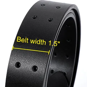 JASGOOD Double Prong Belt for Men PU Leather Work Belts for Jeans 2 Hole Leather Belts for Men-Casual Leather Belt for Pants