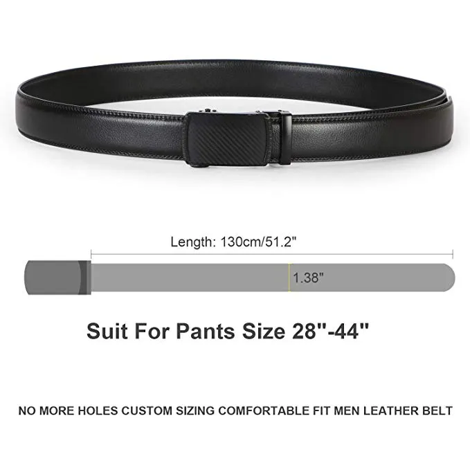 JASGOOD Men Leather Belt Ratchet Dress Belt with Automatic Buckle   High Quality Leather with Nice Gift Box Perfect Gift for Men