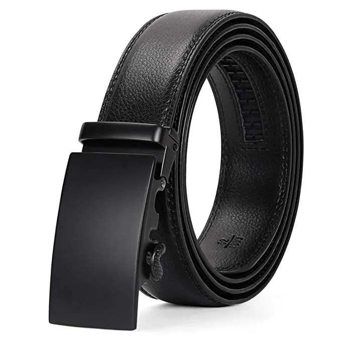 JASGOOD Men Leather Belt Ratchet Dress Belt with Automatic Buckle   High Quality Leather with Nice Gift Box Perfect Gift for Men