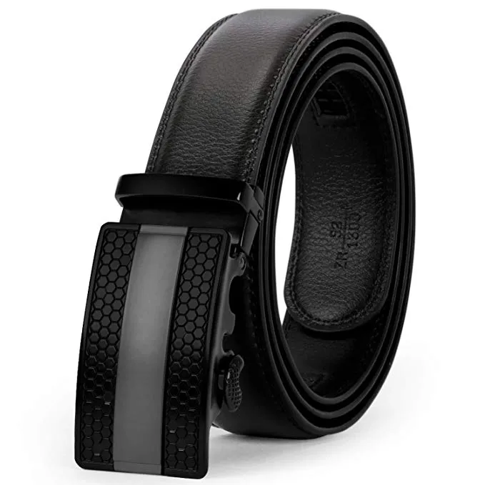 JASGOOD Men Leather Belt Ratchet Dress Belt with Automatic Buckle   High Quality Leather with Nice Gift Box Perfect Gift for Men