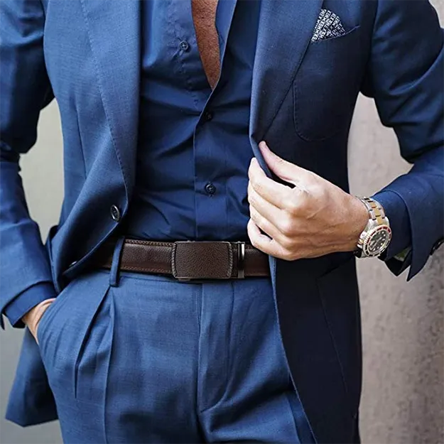 JASGOOD Men Leather Belt Ratchet Dress Belt with Automatic Buckle   High Quality Leather with Nice Gift Box Perfect Gift for Men
