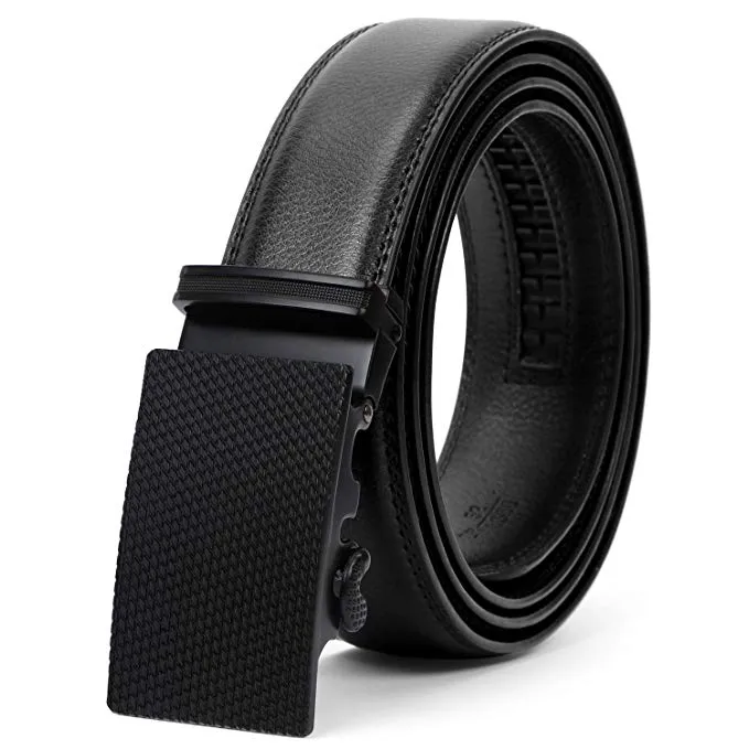 JASGOOD Men Leather Belt Ratchet Dress Belt with Automatic Buckle   High Quality Leather with Nice Gift Box Perfect Gift for Men