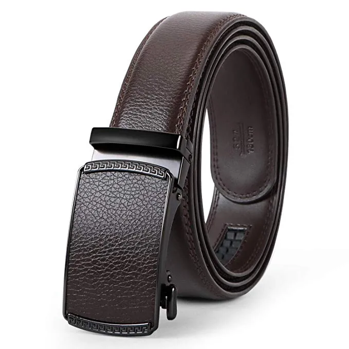 JASGOOD Men Leather Belt Ratchet Dress Belt with Automatic Buckle   High Quality Leather with Nice Gift Box Perfect Gift for Men