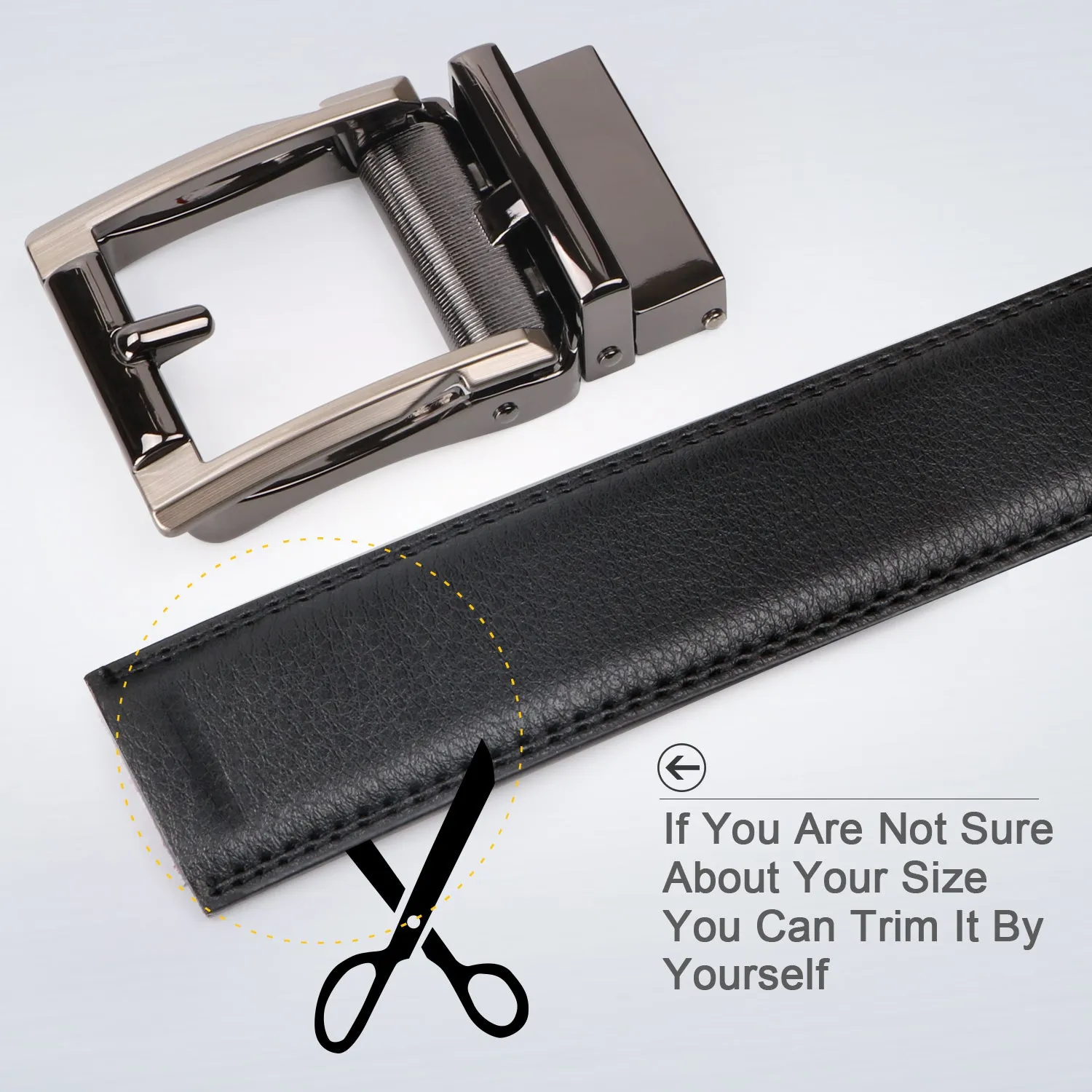 JASGOOD Men’s Genuine Leather Ratchet Dress Belt for men with Automatic Buckle