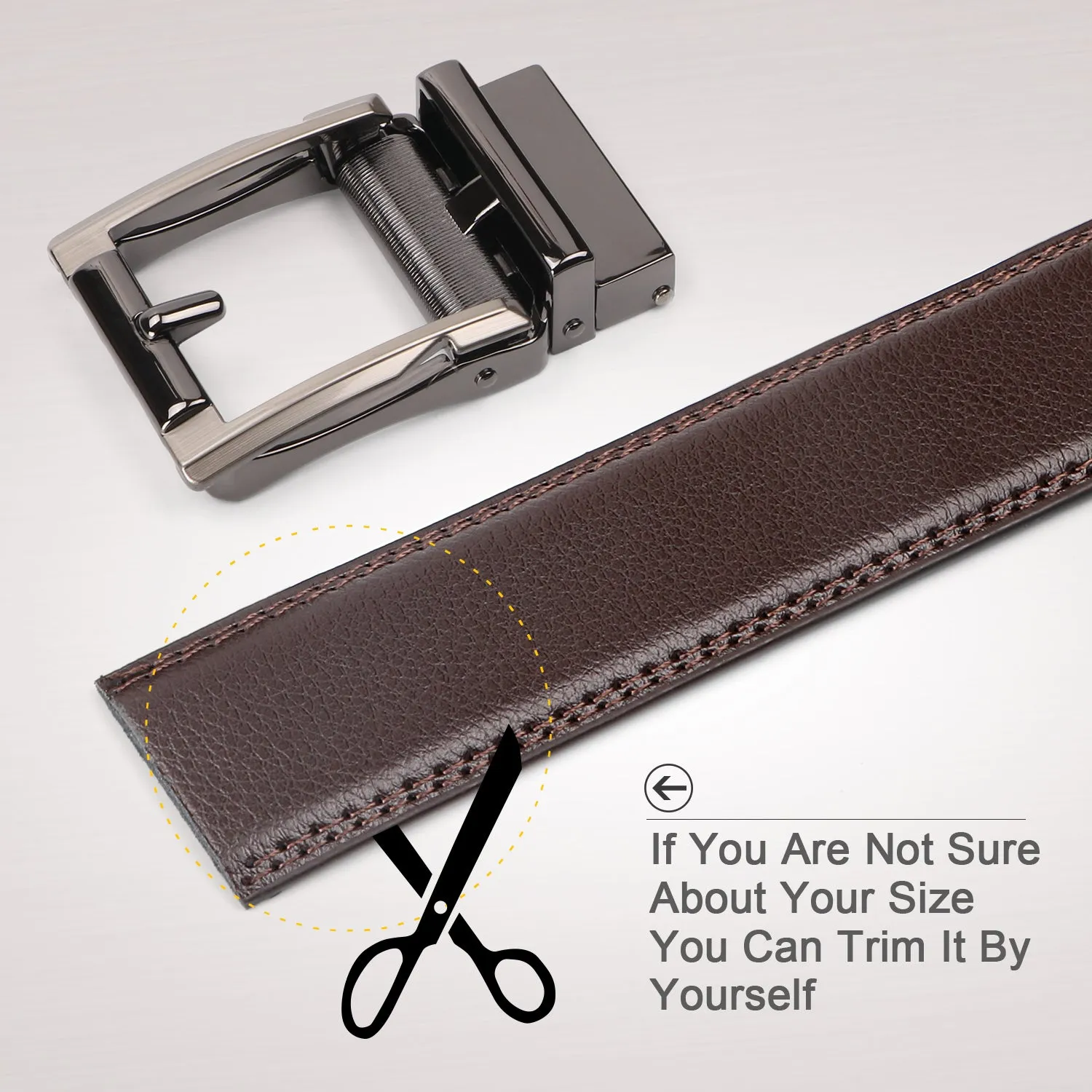 JASGOOD Men’s Genuine Leather Ratchet Dress Belt for men with Automatic Buckle