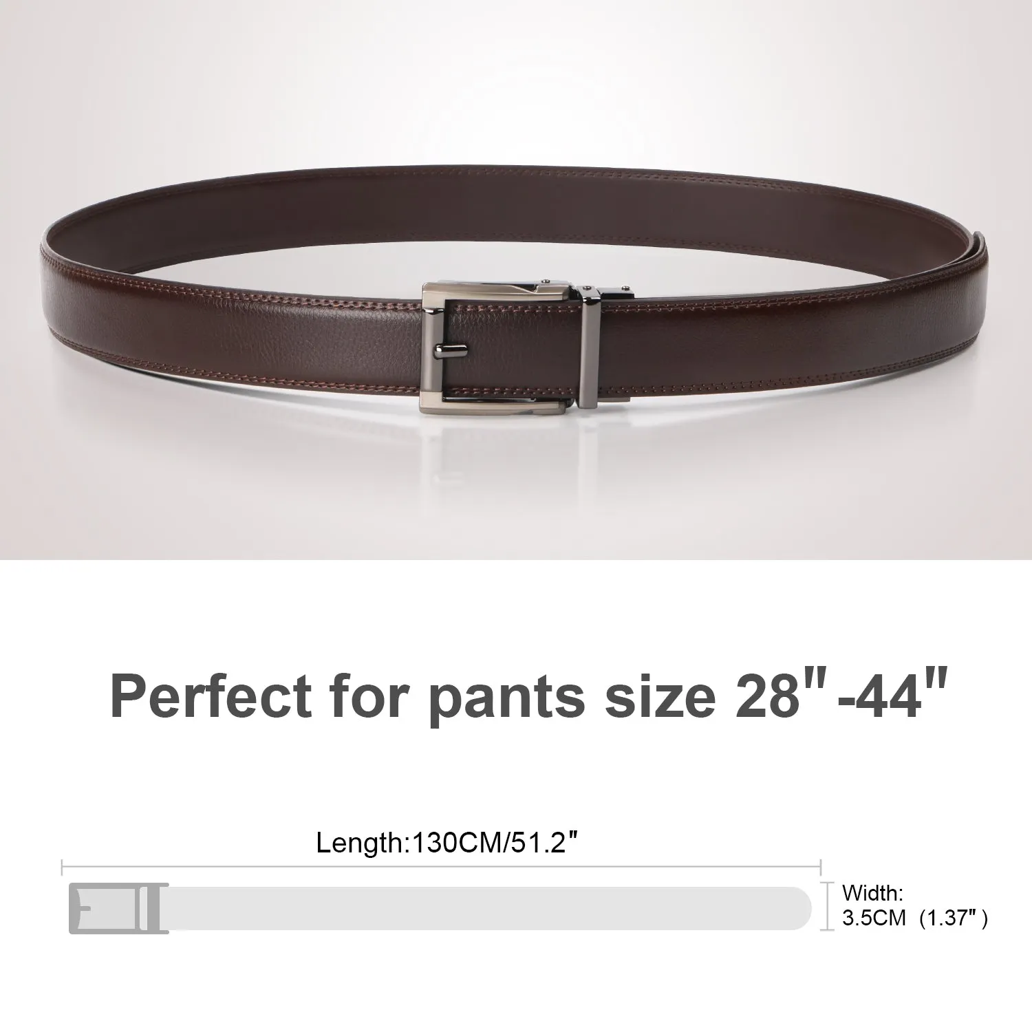 JASGOOD Men’s Genuine Leather Ratchet Dress Belt for men with Automatic Buckle