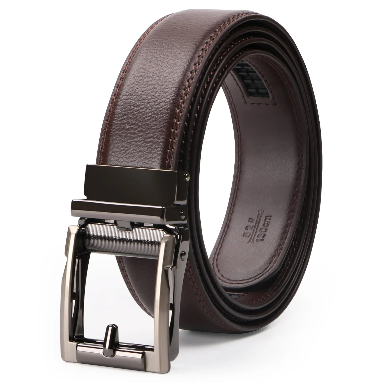 JASGOOD Men’s Genuine Leather Ratchet Dress Belt for men with Automatic Buckle