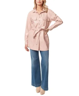 Jessica Simpson Women's Paula Belt-Tie Shacket Jacket 30171909 Medium Pink XS