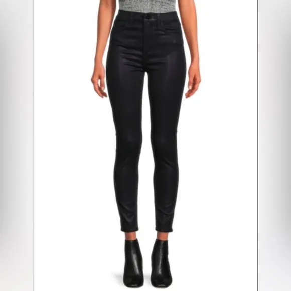 JOE'S JEANS Black The Charlie High-Rise Stretch Coated Skinny Ankle Jeans size25