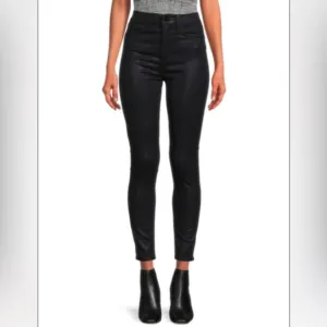JOE'S JEANS Black The Charlie High-Rise Stretch Coated Skinny Ankle Jeans size25
