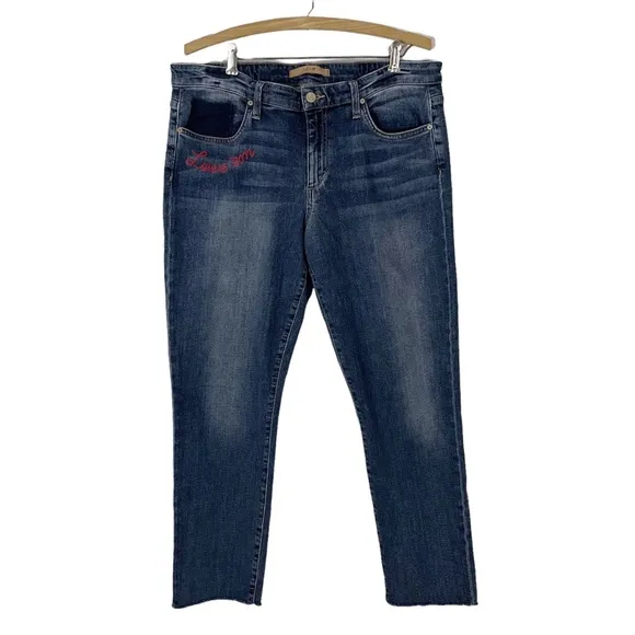 JOE’S JEANS The Smith mid rise straight ankle dark wash embroidered [32]