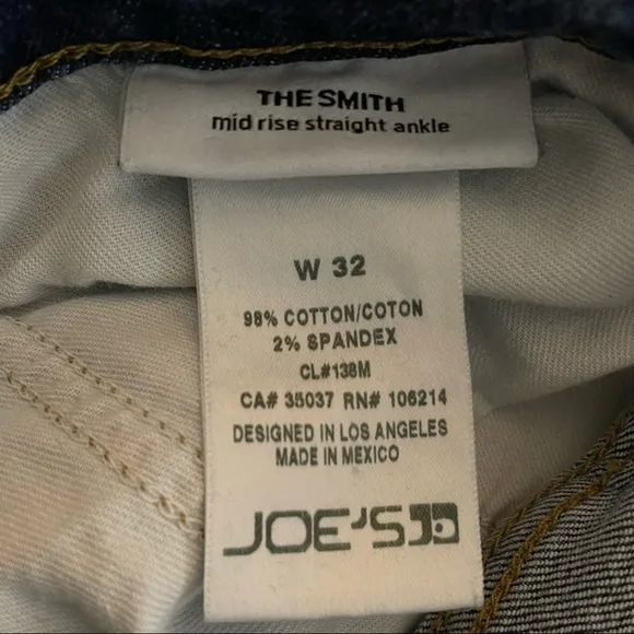 JOE’S JEANS The Smith mid rise straight ankle dark wash embroidered [32]