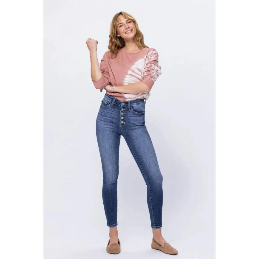 Judy Blue High Rise Button Fly Skinny Jeans