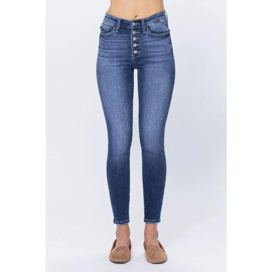 Judy Blue High Rise Button Fly Skinny Jeans