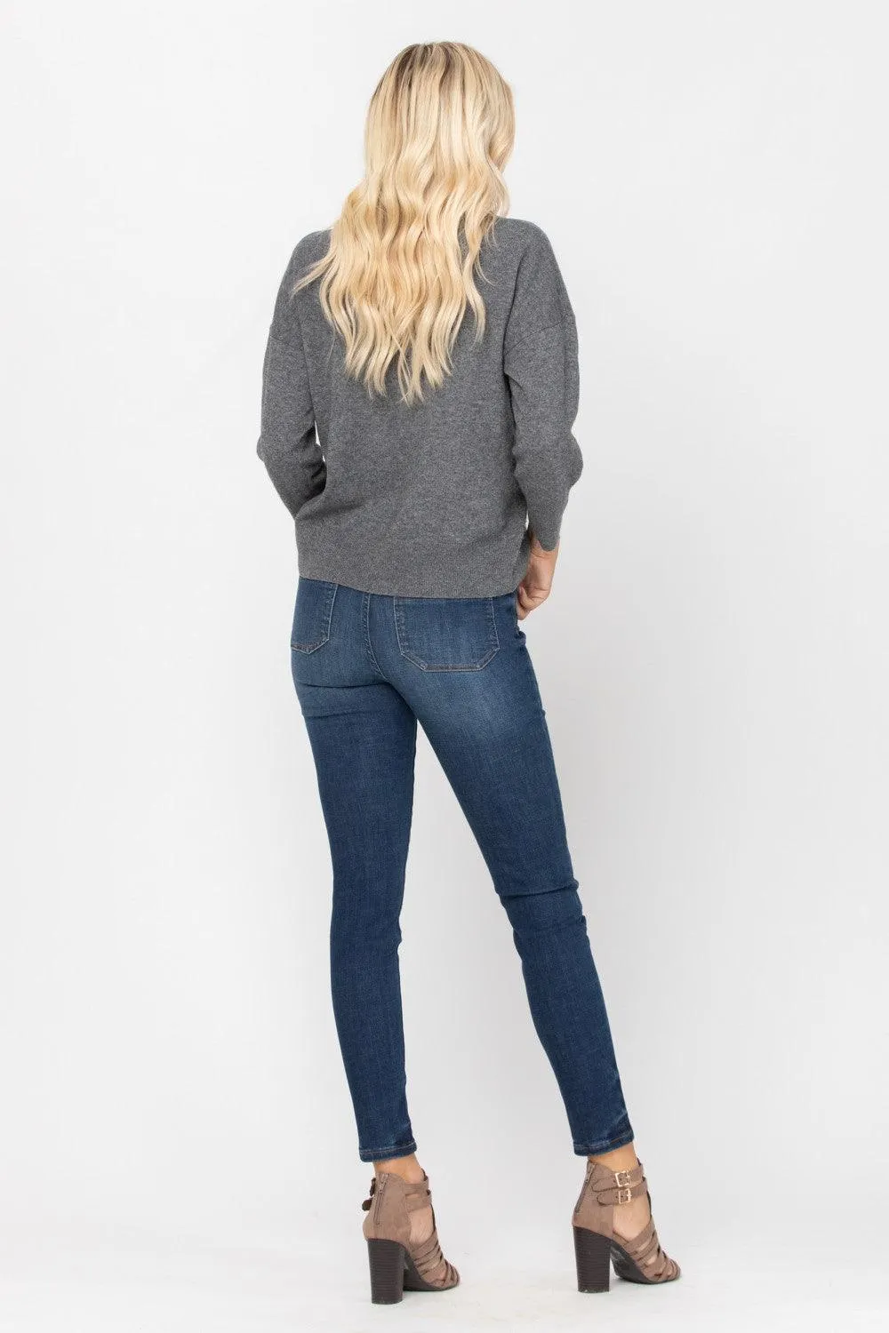 Judy Blue High Waisted Patch Pocket Skinny Jeans Dark Blue