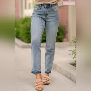 Judy Blue Mid Rise Rigid Magic Straight Leg Released Hem Jeans Regular Plus NEW
