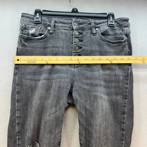 Judy Blue Women's Skinny Jeans Size 9/29 Black Button Fly Raw Hem Distressed