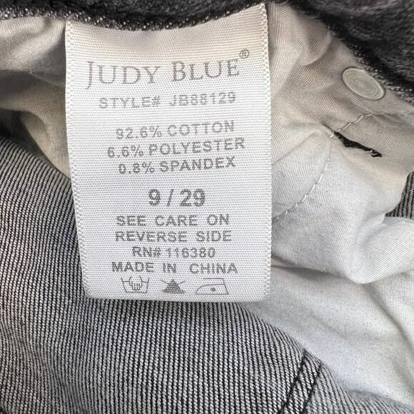 Judy Blue Women's Skinny Jeans Size 9/29 Black Button Fly Raw Hem Distressed