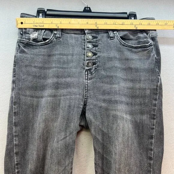 Judy Blue Women's Skinny Jeans Size 9/29 Black Button Fly Raw Hem Distressed