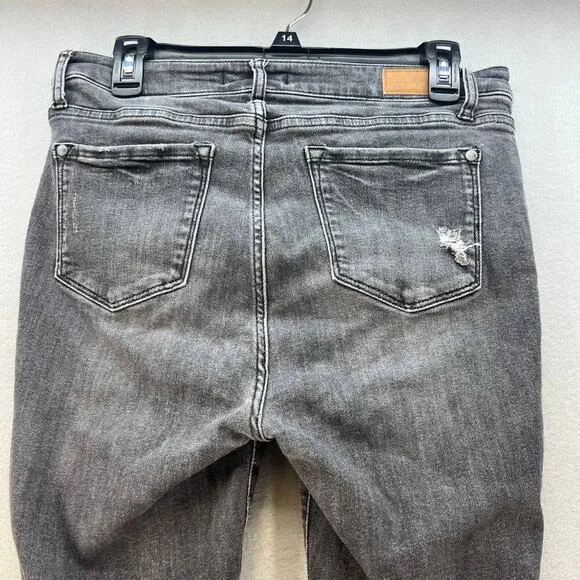 Judy Blue Women's Skinny Jeans Size 9/29 Black Button Fly Raw Hem Distressed