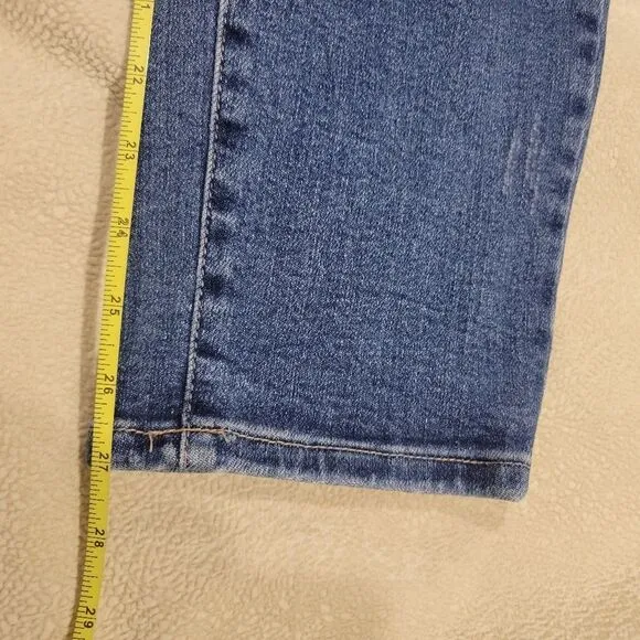 Judy Blue High Rise Rainbow Embroidery Cropped Straight Leg Jeans, sz 29