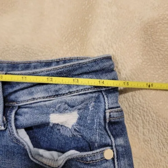 Judy Blue High Rise Rainbow Embroidery Cropped Straight Leg Jeans, sz 29