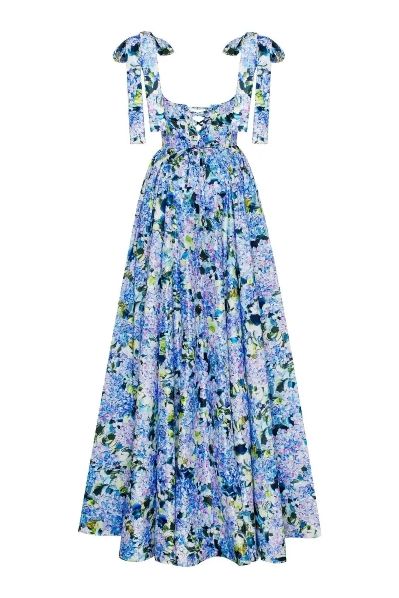 Kacey | Hydrangea Printed Strap Maxi Dress