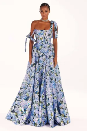 Kacey | Hydrangea Printed Strap Maxi Dress