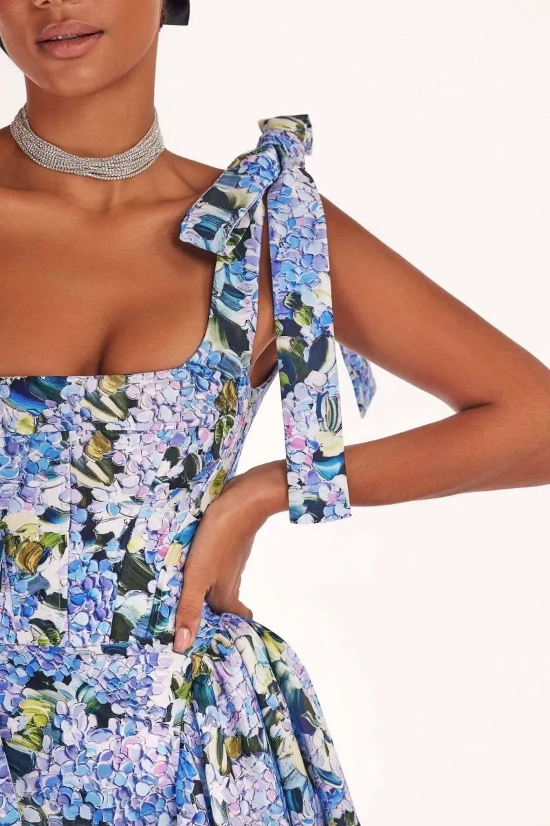 Kacey | Hydrangea Printed Strap Maxi Dress
