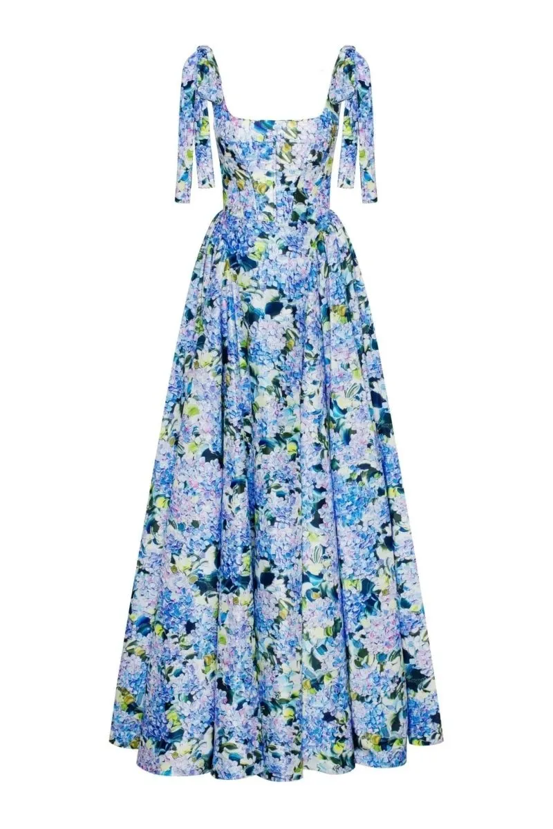 Kacey | Hydrangea Printed Strap Maxi Dress