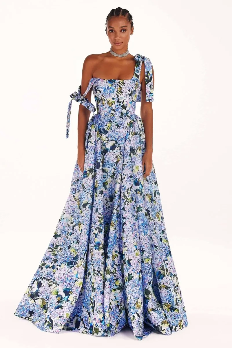 Kacey | Hydrangea Printed Strap Maxi Dress